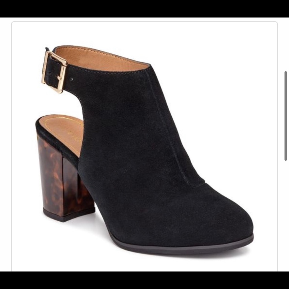 New in Box Vionic Lacey Tortoise Black Suede Heels Size 7